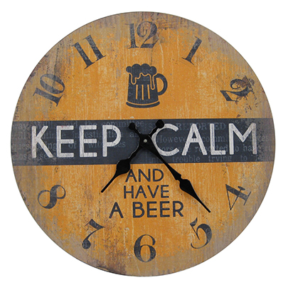 Wooden Clock Keep Calm & Have A Beer